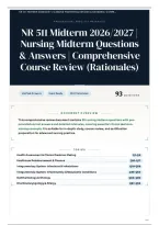 NR 511 Midterm 2026&sol;2027 &vert; Nursing Midterm Questions & Answers &vert; Comprehensive Course Review &lpar;Rationales&rpar;