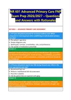 NR 601 Advanced Primary Care FNP &NewLine;Exam Prep 2026&sol;2027 &ndash; Questions &NewLine;and Answers with Rationales 