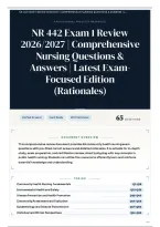 NR 442 Exam 1 Review 2026&sol;2027 &vert; Comprehensive Nursing Questions & Answers &vert; Latest Exam-Focused Edition &lpar;Rationales&rpar;
