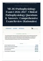 NR 283 Pathophysiology Exam 1 2026&sol;2027 &vert; Clinical Pathophysiology Questions & Answers &vert; Comprehensive Exam Review &lpar;Rationales&rpar;