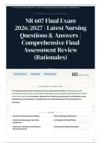 NR 607 Final Exam 2026&sol;2027 &vert; Latest Nursing Questions & Answers &vert; Comprehensive Final Assessment Review &lpar;Rationales&rpar;
