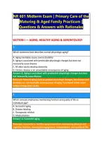 NR 601 Midterm Exam &vert; Primary Care of the &NewLine;Maturing & Aged Family Practicum &vert; &NewLine;Questions & Answers with Rationales
