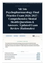 NR 546 Psychopharmacology Final Practice Exam 2026&sol;2027 &vert; Comprehensive Mental Health Questions & Answers &vert; Updated Exam Review &lpar;Rationales&rpar;