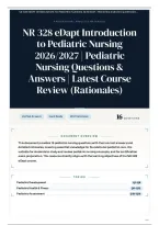 NR 328 eDapt Introduction to Pediatric Nursing 2026&sol;2027 &vert; Pediatric Nursing Questions & Answers &vert; Latest Course Review &lpar;Rationales&rpar;