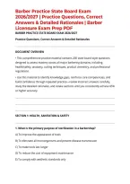 Barber Practice State Board Exam 2026&sol;2027 &vert; Practice Questions&comma; Correct Answers & Detailed Rationales &vert; Barber Licensure Exam Prep PDF