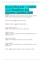 Accounting test 1 chapter 1&comma;2&comma;3 Questions and Answers Updated 2026&period;