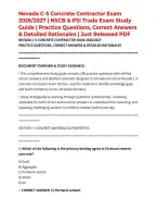 Nevada C-5 Concrete Contractor Exam 2026&sol;2027 &vert; NSCB & PSI Trade Exam Study Guide &vert; Practice Questions&comma; Correct Answers & Detailed Rationales &vert; Just Released PDF