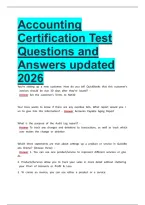 Accounting Certification Test Questions and Answers updated 2026