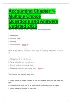 Accounting Chapter 1- Multiple Choice Questions and Answers Updated 2026