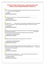 PA Notary Public Practice Exam ｜ Actual Questions And Answers Latest Updated 2026／2027 &lpar;Graded