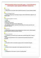 Pathophysiology Keiser University Exam 1 ｜ Actual Questions and Answers Latest Updated 2026／2027
