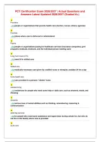 PCT Certification Exam 2026／2027 ｜ Actual Questions and Answers Latest Updated 2026／2027