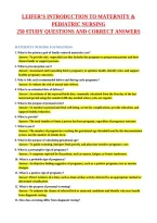 LEIFER&rsquo;S INTRODUCTION TO MATERNITY & PEDIATRIC NURSING&NewLine;250 STUDY QUESTIONS AND CORRECT ANSWERS&NewLine;