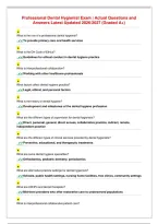 Professional Dental Hygienist Exam ｜ Actual Questions and Answers Latest Updated 2026／2027