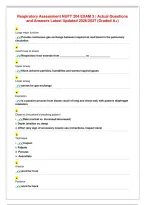 Respiratory Assessment NUFT 204 EXAM 3 ｜ Actual Questions and Answers Latest Updated 2026／2027