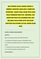 NIH STROKE SCALE &lpar;NIHSS&rpar; GROUP A&NewLine;NEWEST UPDATED &lpar;2026-2027&rpar; COMPLETE&NewLine;APPROVED  NIHSS FINAL EXAM WITH HIGH&NewLine;YIELD PREMIUM PRACTICE -ORIGINAL 200-&NewLine;QUESTION PRACTICE EXAMINATION&comma; KEY&NewLine;RELIABLE SOLUTIONS WITH DETAILED&NewLine;CERTFIED SOLUTIONS&vert; A