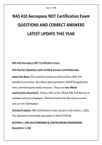 NAS 410 Aerospace NDT Certification Exam QUESTIONS AND CORRECT ANSWERS LATEST is associated with NAS 410&comma; &OpenCurlyDoubleQuote;NAS Certification and Qualification of Nondestructive Test Personnel&comma;&rdquo; an aerospace-industry standard establishing requirements for the qualificatio