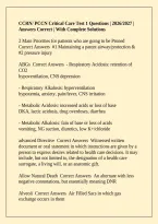 CCRN&sol; PCCN Critical Care Test 1 Questions &vert; 2026&sol;2027 &vert; Answers Correct &vert; With Complete Solutions