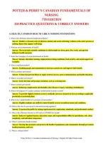 POTTER & PERRY&rsquo;S CANADIAN FUNDAMENTALS OF NURSING&NewLine;7TH EDITION&NewLine;350 PRACTICE QUESTIONS & CORRECT ANSWERS&NewLine;