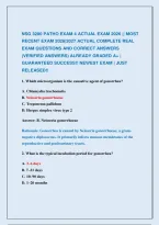 NSG 3280 PATHO EXAM 4 ACTUAL EXAM 2026 &vert;&vert; MOST &NewLine;RECENT EXAM 2026&vert;2027 ACTUAL COMPLETE REAL &NewLine;EXAM QUESTIONS AND CORRECT ANSWERS &NewLine;&lpar;VERIFIED ANSWERS&rpar; ALREADY GRADED A&plus; &vert; &NewLine;GUARANTEED SUCCESS&excl;&excl; NEWEST EXAM &vert; JUST &NewLine;RELEASED&excl;&excl;