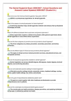 The Dental Hygienist Exam 2026&sol;2027 &vert; Actual Questions and&NewLine;Answers Latest Updated 2026&sol;2027 &lpar;Graded A&plus;&rpar;