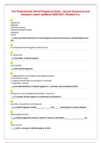 The Professional Dental Hygienist Exam &vert; Actual Questions and&NewLine;Answers Latest Updated 2026&sol;2027 &lpar;Graded A&plus;&rpar;