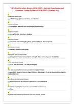 TIPS Certification Exam &lpar;2026&sol;2027&rpar; &vert; Actual Questions and&NewLine;Answers Latest Updated 2026&sol;2027 &lpar;Graded A&plus;&rpar;