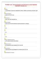 TSI Math test &vert; Actual Questions and Answers Latest Updated&NewLine;2026&sol;2027 &lpar;Graded A&plus;&rpar;