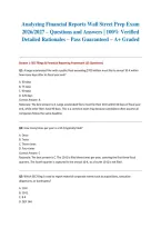 Analyzing Financial Reports Wall Street Prep Exam 2026&sol;2027 &ndash; Questions and Answers &vert; 100&percnt; Verified &vert; Detailed Rationales &ndash; Pass Guaranteed &ndash; A&plus; Graded&NewLine;