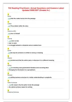 TSI Reading Final Exam &vert; Actual Questions and Answers Latest&NewLine;Updated 2026&sol;2027 &lpar;Graded A&plus;&rpar;