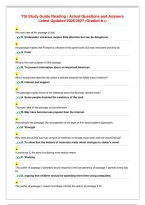 TSI Study Guide Reading &vert; Actual Questions and Answers&NewLine;Latest Updated 2026&sol;2027 &lpar;Graded A&plus;&rpar;