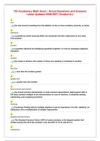TSI Vocabulary Math Exam &vert; Actual Questions and Answers&NewLine;Latest Updated 2026&sol;2027 &lpar;Graded A&plus;&rpar;