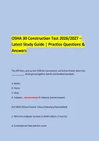  &NewLine;OSHA 30 Construction Test 2026&sol;2027 &ndash; Latest Study Guide &vert; Practice Questions & Answers &NewLine;  &NewLine;