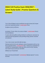 OSHA 510 Practice Exam 2026&sol;2027 &ndash; &NewLine;Latest Study Guide &vert; Practice Questions & Answers &NewLine;  &NewLine;