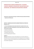 INTRODUCTION TO CLINICAL PHARMACOLOGY&comma; 11TH EDITION &NewLine;&lpar;VISOVSKY&comma; ZAMBROSKI & HOSLER&rpar; EXAM  2026 QUESTIONS LATEST &NewLine;EDITION 2026 &ndash; 2027 VERSION SOLVED QUESTIONS & ANSWERS