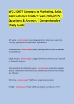 WGU D077 Concepts in Marketing&comma; Sales&comma; and Customer Contact Exam 2026&sol;2027 &vert; &NewLine;Questions & Answers &vert; Comprehensive Study Guide &NewLine;  &NewLine;
