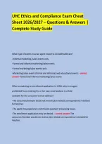 UHC Ethics and Compliance Exam Cheat &NewLine;Sheet 2026&sol;2027 &ndash; Questions & Answers &vert; Complete Study Guide &NewLine;  &NewLine;