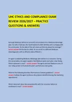 UHC ETHICS AND COMPLIANCE EXAM &NewLine;REVIEW 2026&sol;2027 &ndash; PRACTICE QUESTIONS & ANSWERS &NewLine; &NewLine;