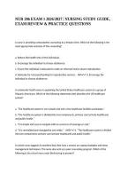 NUR 206 EXAM 1 2026&sol;2027 &vert; NURSING STUDY GUIDE&comma; EXAM REVIEW & PRACTICE QUESTIONS