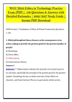 WGU D333 Ethics in Technology Practice &NewLine;Exam &lpar;PDF&rpar; &vert; 100 Questions & Answers with &NewLine;Detailed Rationales &vert; 2026&sol;2027 Study Guide &vert; &NewLine;Instant PDF Download