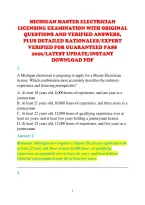 MICHIGAN MASTER ELECTRICIAN &NewLine;LICENSING EXAMINATION WITH ORIGINAL &NewLine;QUESTIONS AND VERIFIED ANSWERS&comma; &NewLine;PLUS DETAILED RATIONALES&sol;EXPERT &NewLine;VERIFIED FOR GUARANTEED PASS &NewLine;2026&sol;LATEST UPDATE&sol;INSTANT &NewLine;DOWNLOAD PDF 