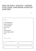 NURS 206 EXAM 1 2026&sol;2027 &vert; NURSING STUDY GUIDE&comma; EXAM REVIEW & PRACTICE QUESTIONS