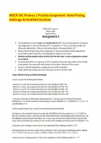 MGCR 341 Finance 1 Practice Assignment- Bond Pricing&comma; Arbitrage & Modified Duration&period;pdf&NewLine;&NewLine;