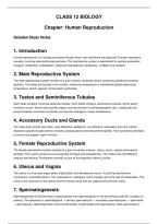 Complete Class 12 Biology study notes on Human Reproduction&comma; designed for quick revision and exam preparation&period;&NewLine;&NewLine;Topics covered&colon;&NewLine;&bull; Male reproductive system&NewLine;&bull; Female reproductive system&NewLine;&bull; Testes&comma; ovaries and reproductive ducts&NewLine;&bull; Spermatogenesis&NewLine;&bull; Str