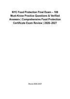 NYC Food Protection Final Exam &vert; 100 Practice Questions & Verified Answers &vert; Food Protection Certificate Exam Prep &vert; Grade A&plus; &vert; 2026&ndash;2027&NewLine;