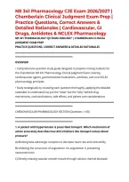 NR 341 Pharmacology CJE Exam 2026&sol;2027 &vert; Chamberlain Clinical Judgment Exam Prep &vert; Practice Questions&comma; Correct Answers & Detailed Rationales &vert; Cardiovascular&comma; GI Drugs&comma; Antidotes & NCLEX Pharmacology