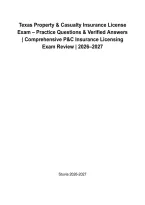 Texas Property & Casualty Insurance License Exam &vert; Practice Questions & Verified Answers &vert; InsTX-PC06 Comprehensive P&C Exam Prep &vert; Grade A&plus; &vert; 2026&ndash;2027&NewLine;