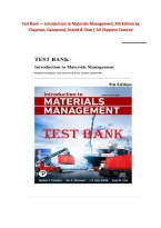 Test Bank &mdash; Introduction to Materials Management&comma; 9th Edition by  Chapman&comma; Gatewood&comma; Arnold & Clive &vert; All Chapters Covered   