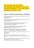 Full testbank Basic and Clinical Pharmacology &lpar;14th Edition&rpar; by Bertram G&period; Katzung and Anthony J&period; Trevor All chapters questions and correct answers 