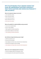 NYC Food Protection Final  2026&sol;2027 NEWEST TEST &NewLine;EXAM 100 COMPREHENSIVE QUESTIONS &sol;FREQUENTLY &NewLine;MOST TESTED QUESTIONS AND VERIFIED SOLUTIONS&sol;GET IT &NewLine;100&percnt; ACCURATE&excl;&excl;